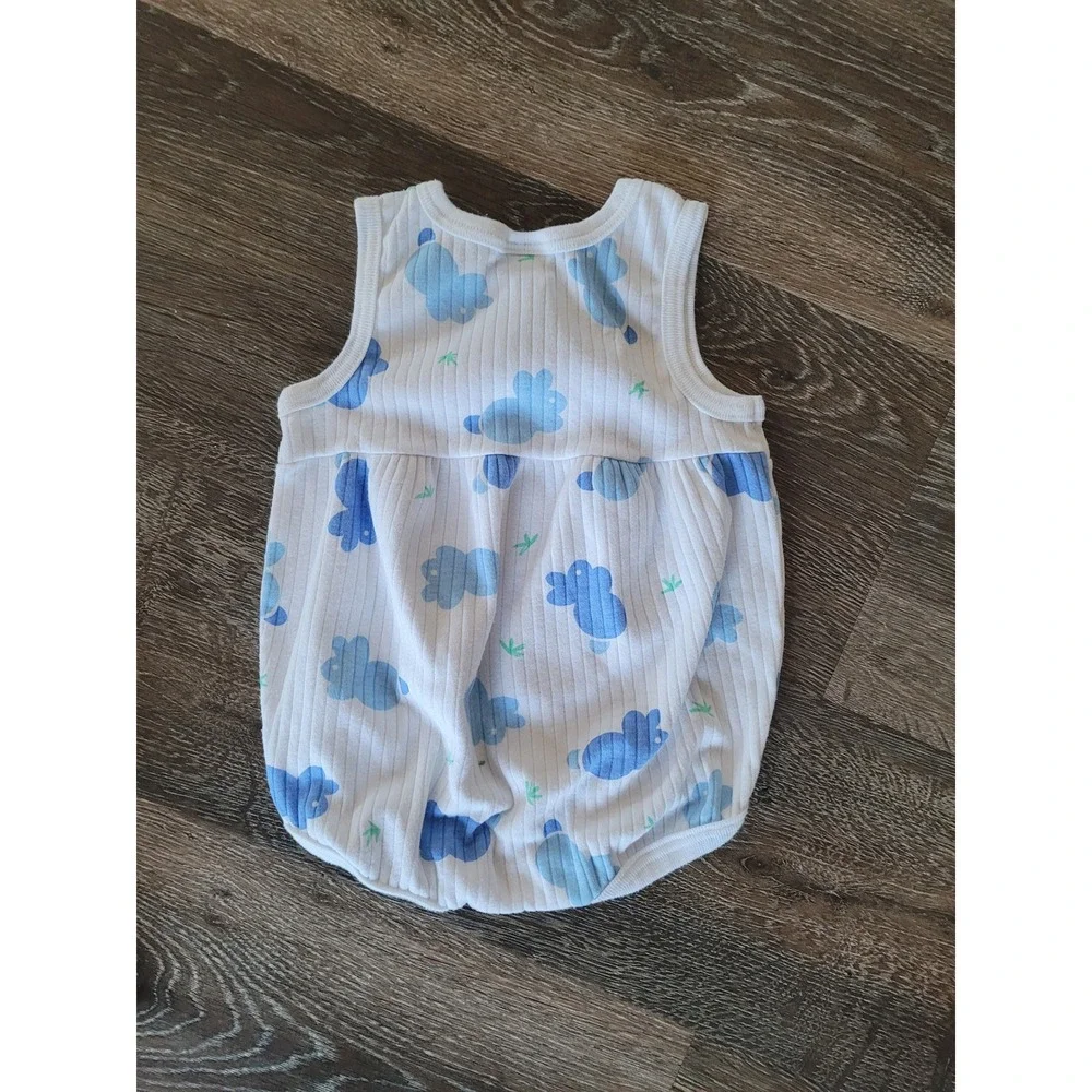 Vintage Carters Baby Blue Bunny Cloud Ribbed Tank Bodysuit 18 Months‎ #5